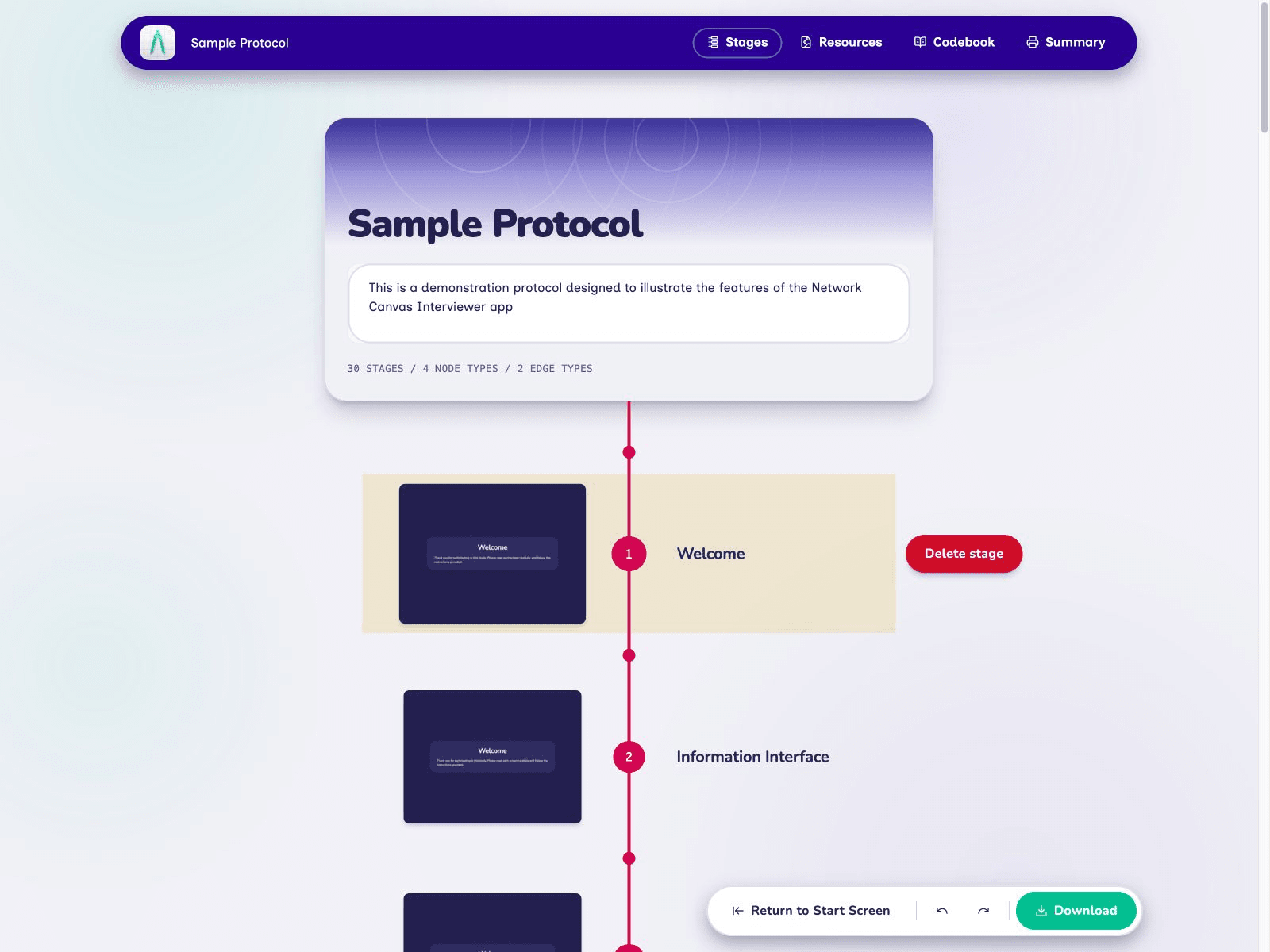 Architect protocol editor showing an interview design